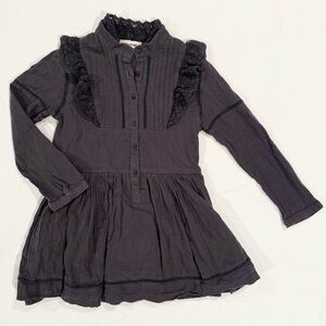 Zadig & Voltaire Girls 6 114 cm Cotton Long Sleeves Lace Collar Ruffles Buttons